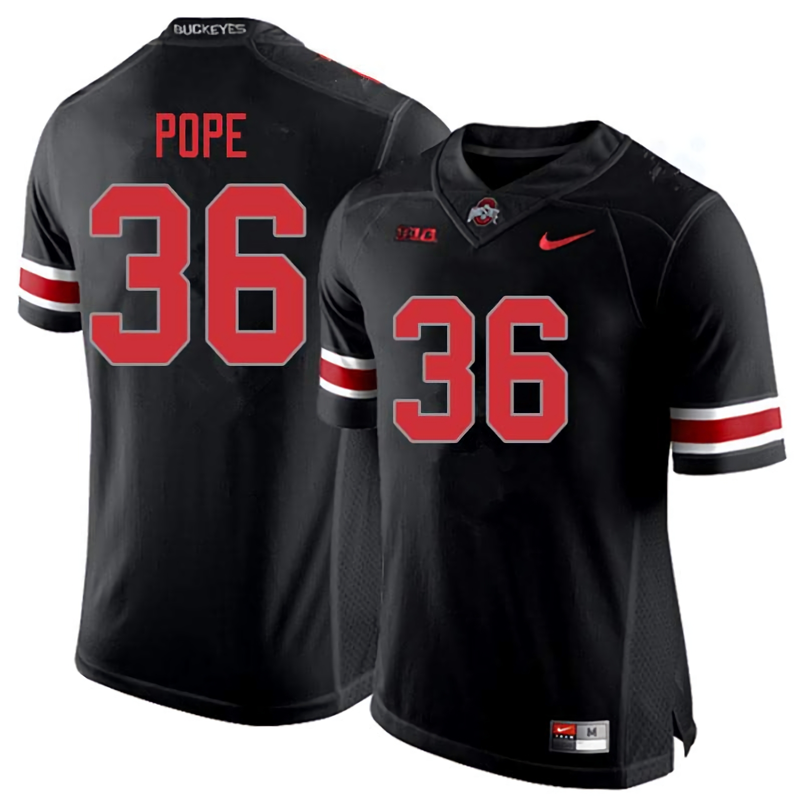 K'Vaughan Pope Ohio State Buckeyes Men's NCAA #36 Nike Blackout College Stitched Football Jersey IUA3056PH